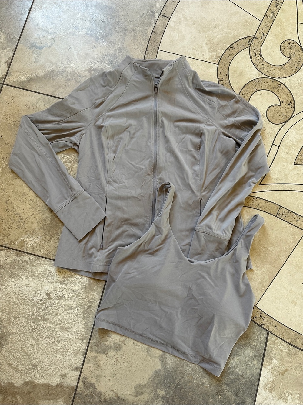 Women’s Taupe Zip-Front Jacket with Matching Tank with built in bra